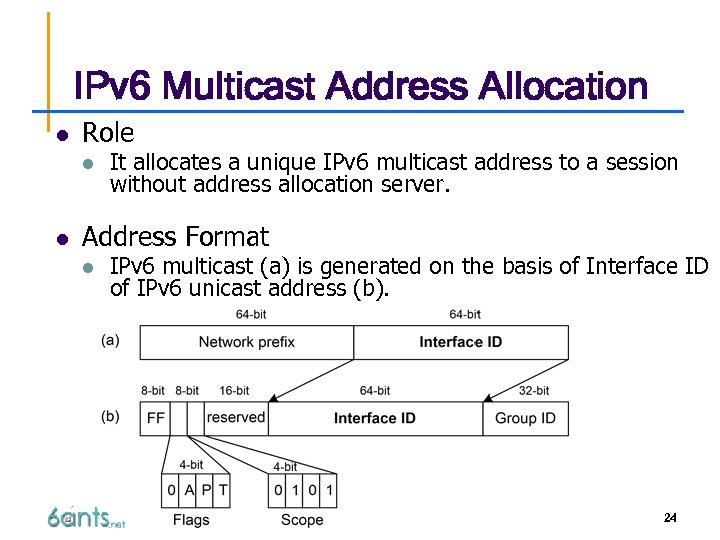 IPv 6 Multicast Address Allocation l Role l l It allocates a unique IPv