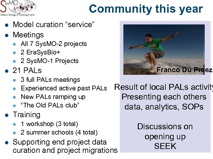 Community this year l l Model curation “service” Meetings l l l l 3