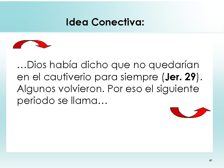 Idea Conectiva: …Dios había dicho que no quedarían en el cautiverio para siempre (Jer.