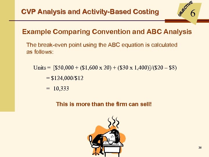 CVP Analysis and Activity-Based Costing 6 Example Comparing Convention and ABC Analysis The break-even