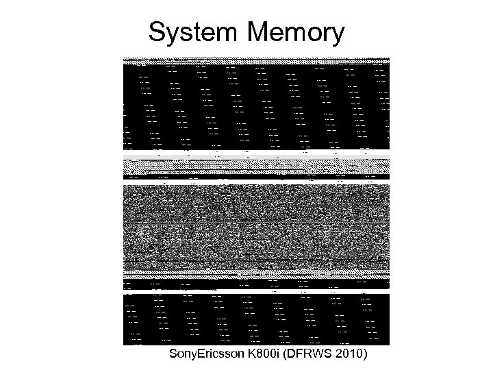 System Memory Sony. Ericsson K 800 i (DFRWS 2010) 