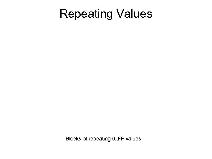 Repeating Values Blocks of repeating 0 x. FF values 