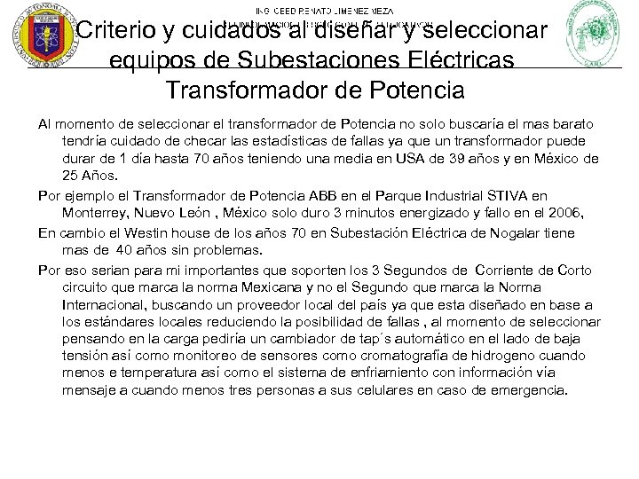 Criterio y cuidados al diseñar y seleccionar equipos de Subestaciones Eléctricas Transformador de Potencia