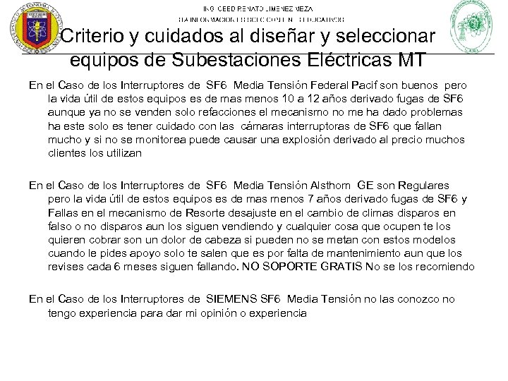 Criterio y cuidados al diseñar y seleccionar equipos de Subestaciones Eléctricas MT En el