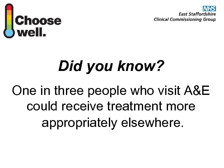 Did you know? One in three people who visit A&E could receive treatment more