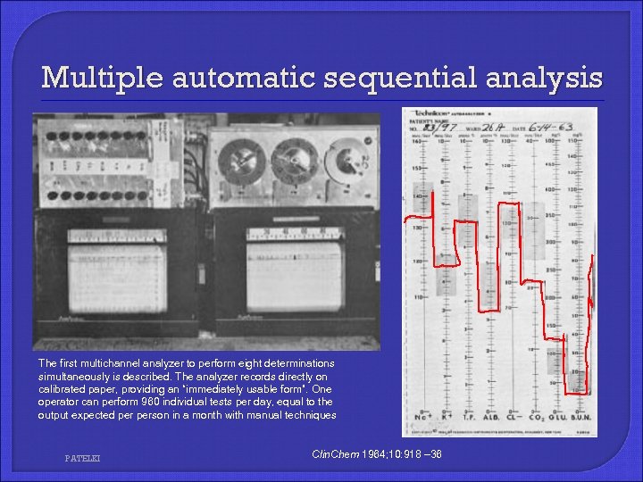 Multiple automatic sequential analysis The first multichannel analyzer to perform eight determinations simultaneously is