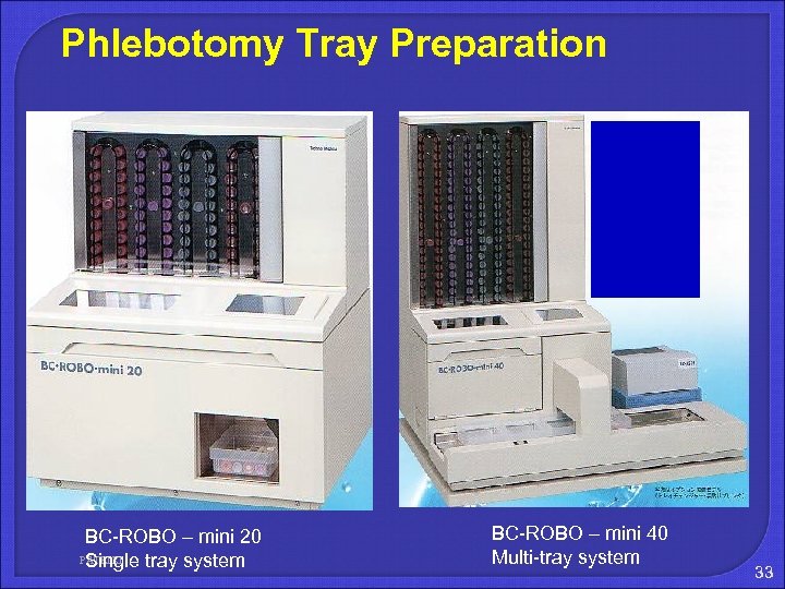 Phlebotomy Tray Preparation BC-ROBO – mini 20 PATELKI Single tray system BC-ROBO – mini