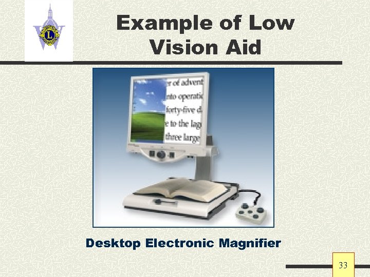 Example of Low Vision Aid Desktop Electronic Magnifier 33 