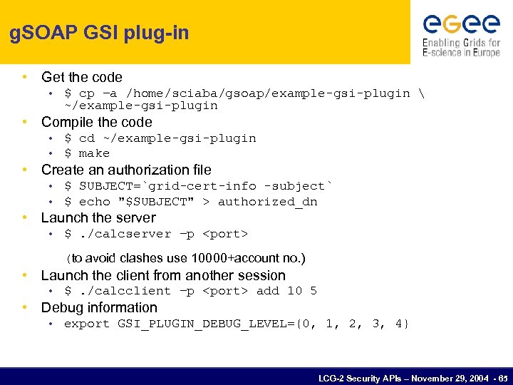 g. SOAP GSI plug-in • Get the code • $ cp –a /home/sciaba/gsoap/example-gsi-plugin 