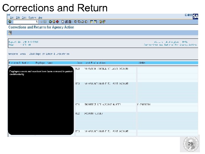 Corrections and Return 26 