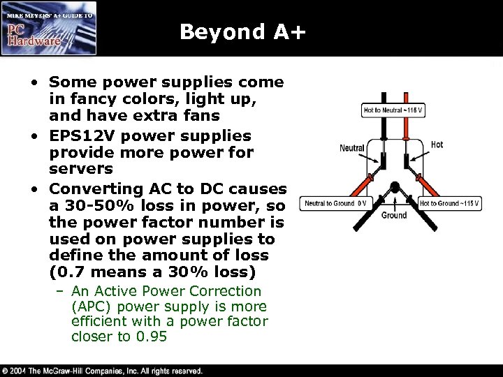 Beyond A+ • Some power supplies come in fancy colors, light up, and have