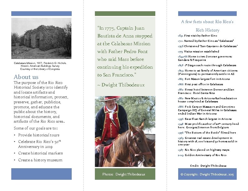 A few facts about Rio Rico’s “In 1775, Captain Juan Rich History Bautista de