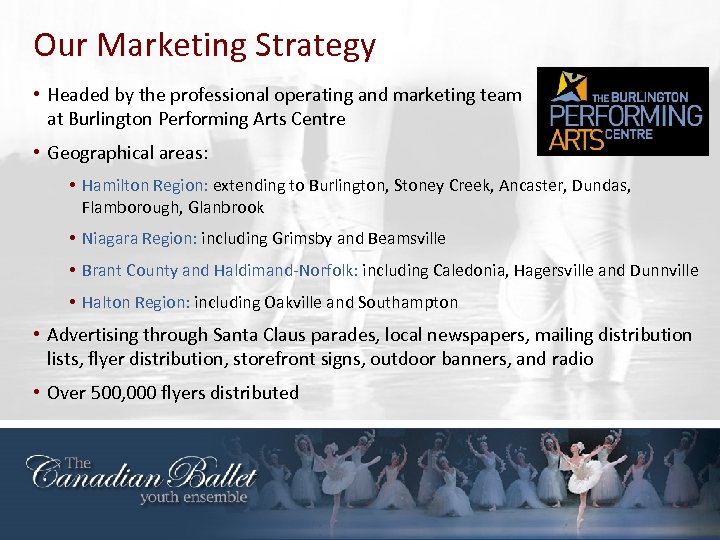 Our Marketing Strategy • Headed by the professional operating and marketing team at Burlington