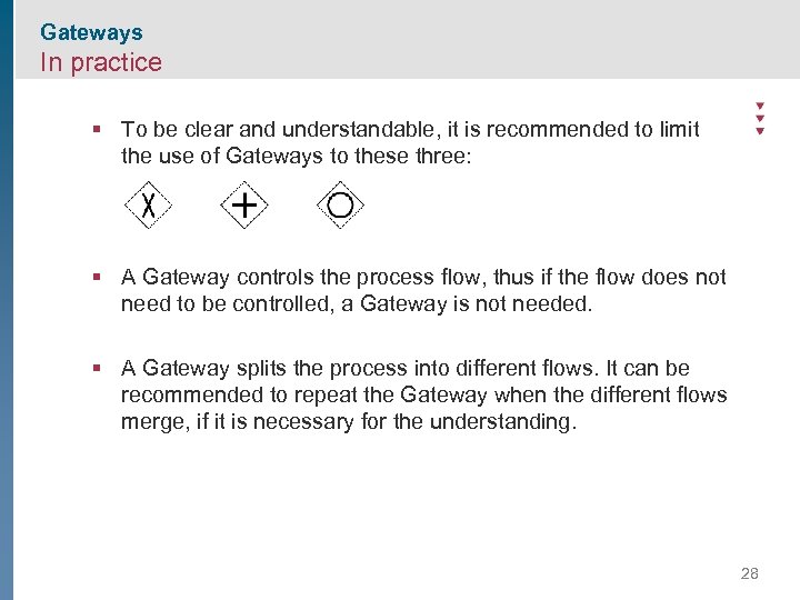 Gateways In practice § To be clear and understandable, it is recommended to limit