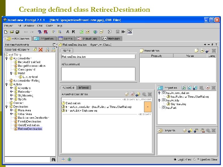 Creating defined class Retiree. Destination 