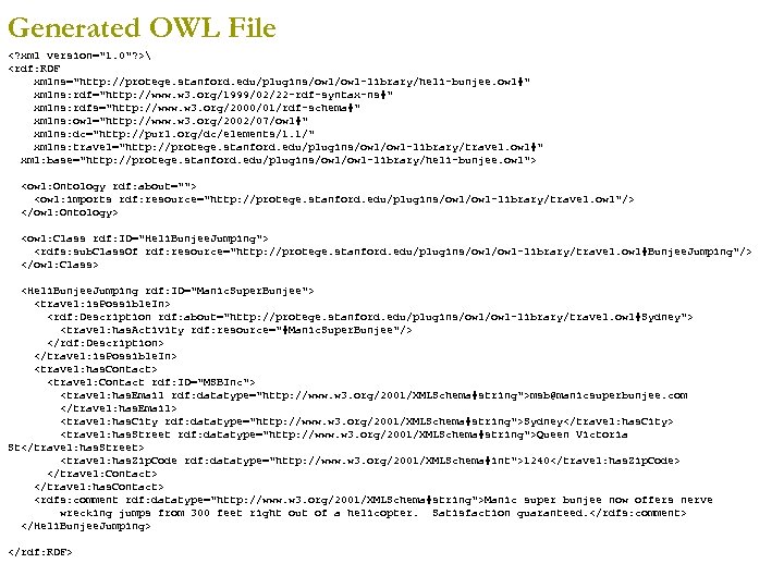 Generated OWL File <? xml version="1. 0"? > <rdf: RDF xmlns="http: //protege. stanford. edu/plugins/owl-library/heli-bunjee.