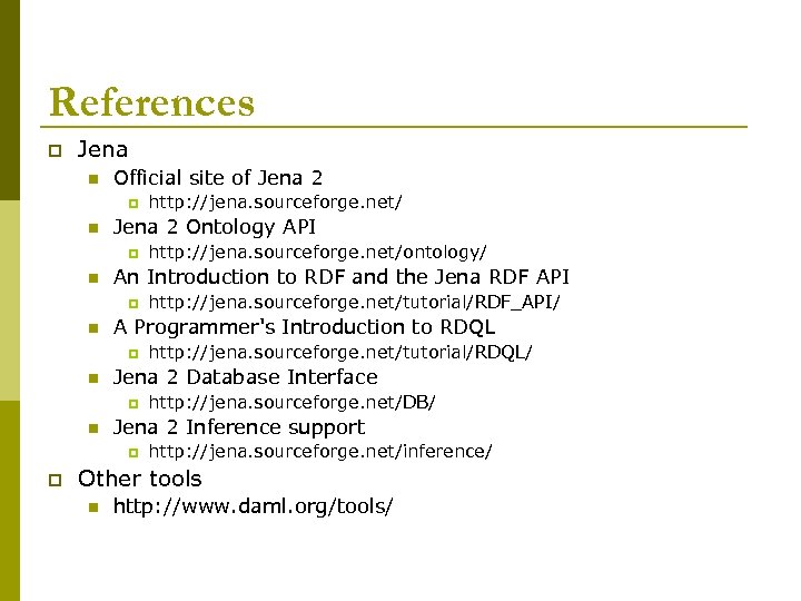References p Jena n Official site of Jena 2 p n Jena 2 Ontology