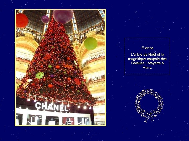 France L'arbre de Noël et la magnifique coupole des Galeries Lafayette à Paris. 