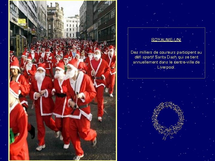 ROYAUME-UNI Des milliers de coureurs participent au défi sportif Santa Dash qui se tient