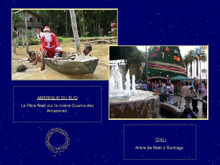 AMÉRIQUE DU SUD Le Père Noël sur la rivière Guama des Amazones. CHILI Arbre
