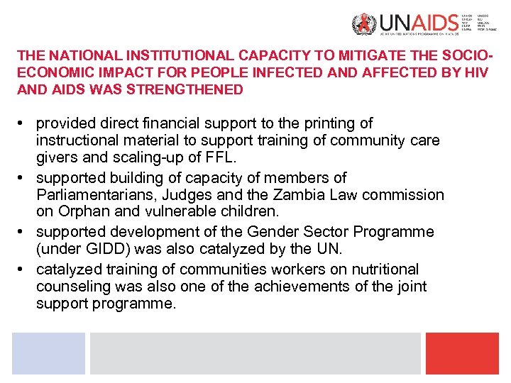 THE NATIONAL INSTITUTIONAL CAPACITY TO MITIGATE THE SOCIOECONOMIC IMPACT FOR PEOPLE INFECTED AND AFFECTED