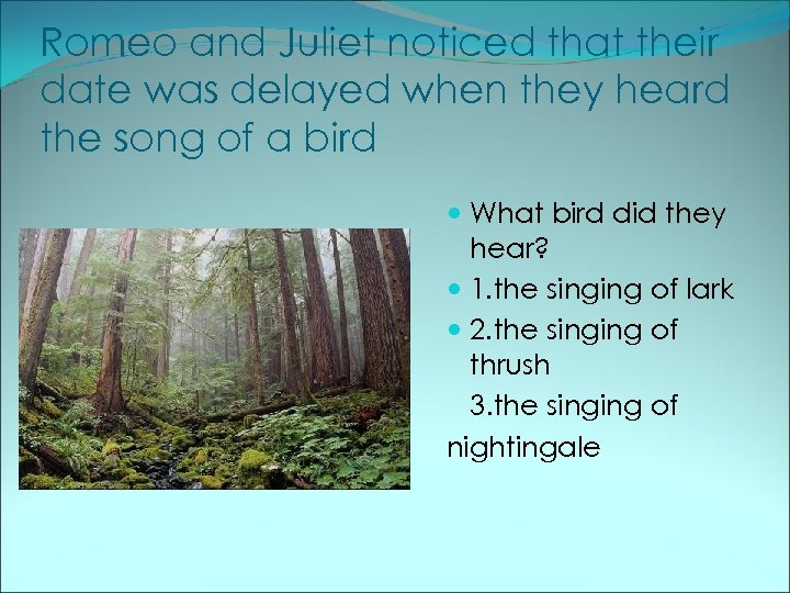 Romeo and Juliet noticed that their date was delayed when they heard the song