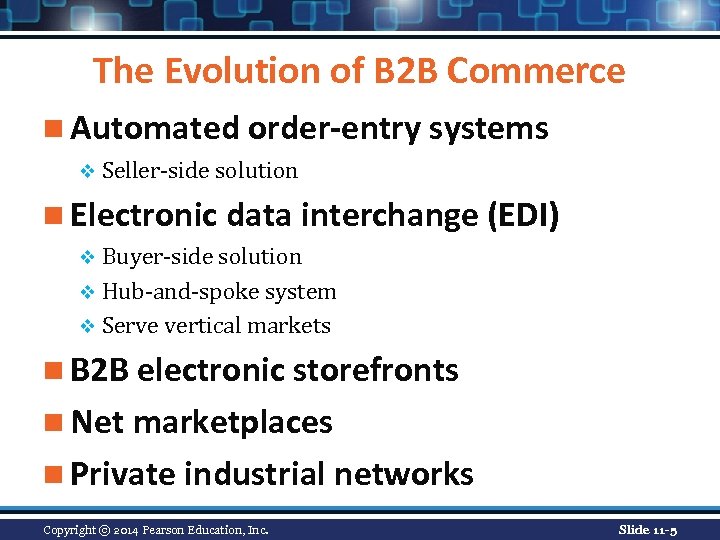 The Evolution of B 2 B Commerce n Automated order-entry systems v Seller-side solution