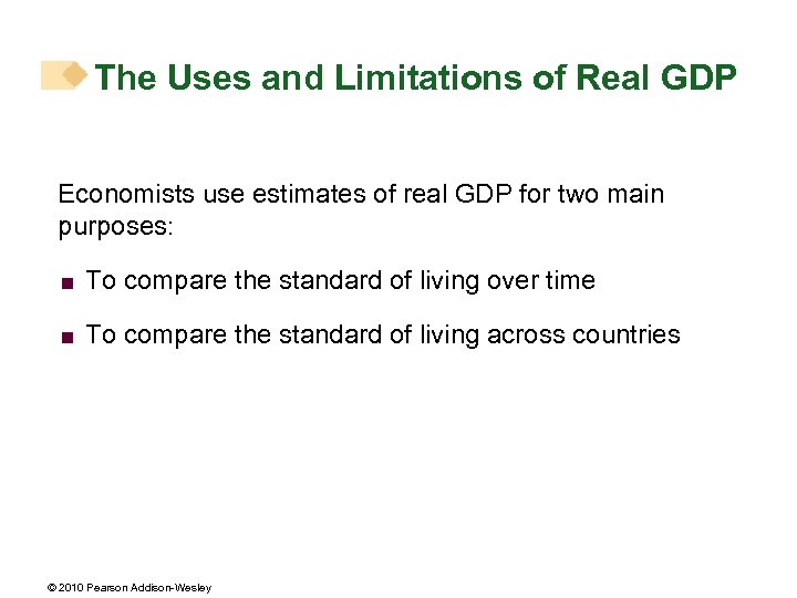 The Uses and Limitations of Real GDP Economists use estimates of real GDP for