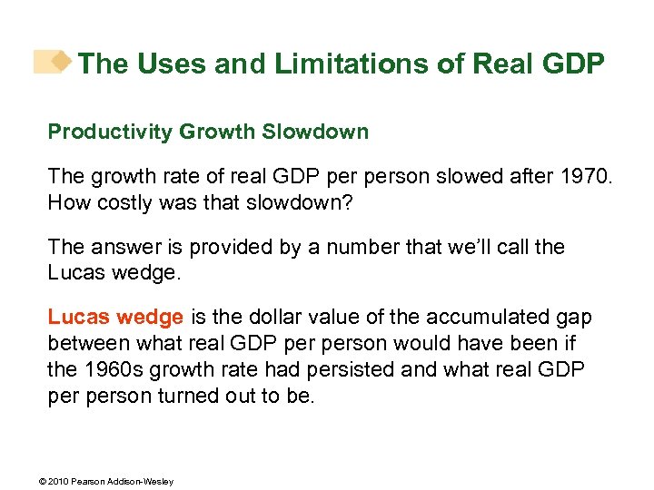 The Uses and Limitations of Real GDP Productivity Growth Slowdown The growth rate of