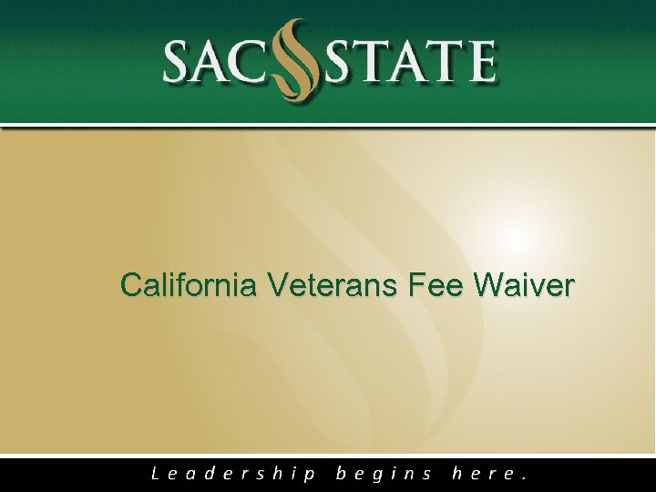 California Veterans Fee Waiver 