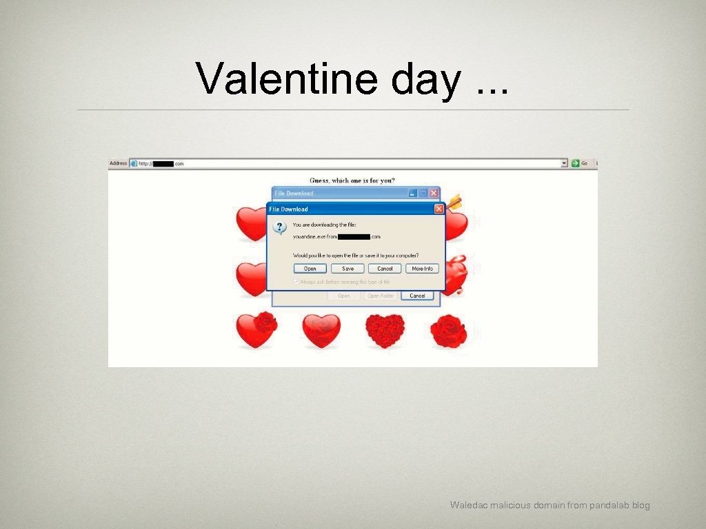 Valentine day. . . Waledac malicious domain from pandalab blog 