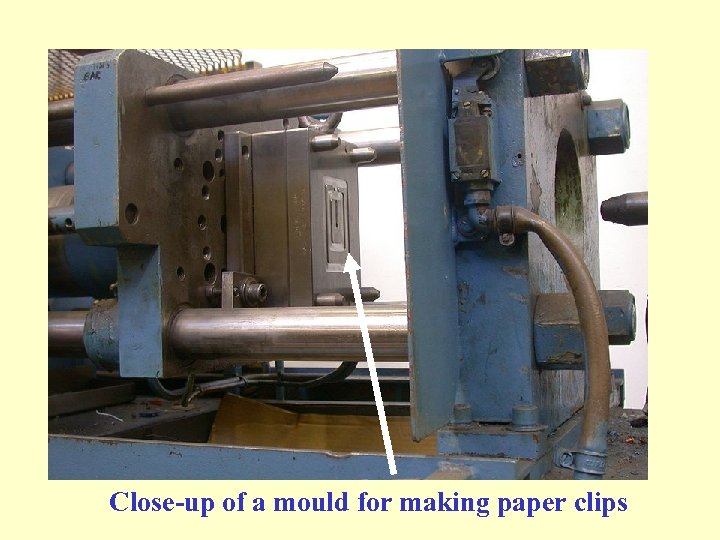 Close-up of a mould for making paper clips 