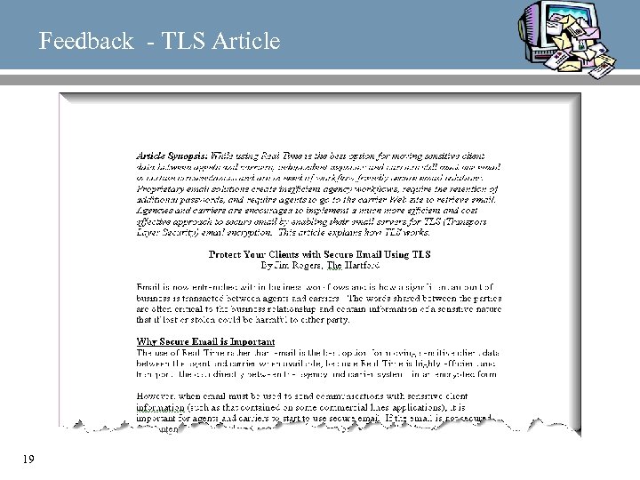 Feedback - TLS Article 19 