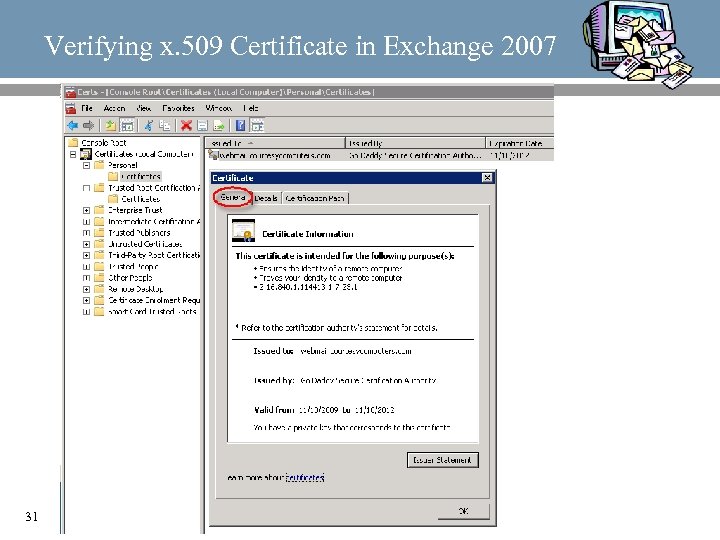 Verifying x. 509 Certificate in Exchange 2007 31 
