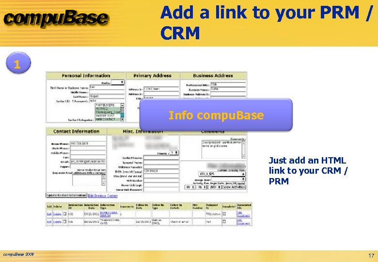 Add a link to your PRM / CRM 1 Info compu. Base Just add