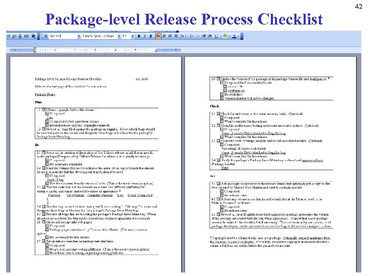 Package-level Release Process Checklist 42 