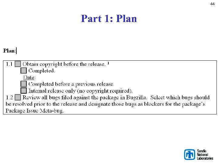 44 Part 1: Plan 
