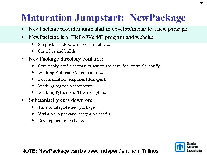 51 Maturation Jumpstart: New. Package § New. Package provides jump start to develop/integrate a