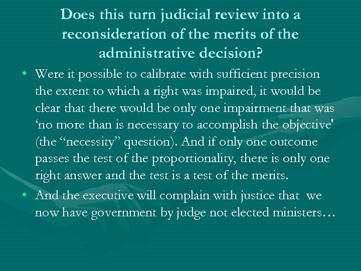 Does this turn judicial review into a reconsideration of the merits of the administrative
