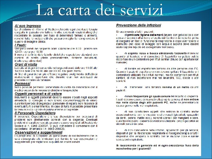 La carta dei servizi 
