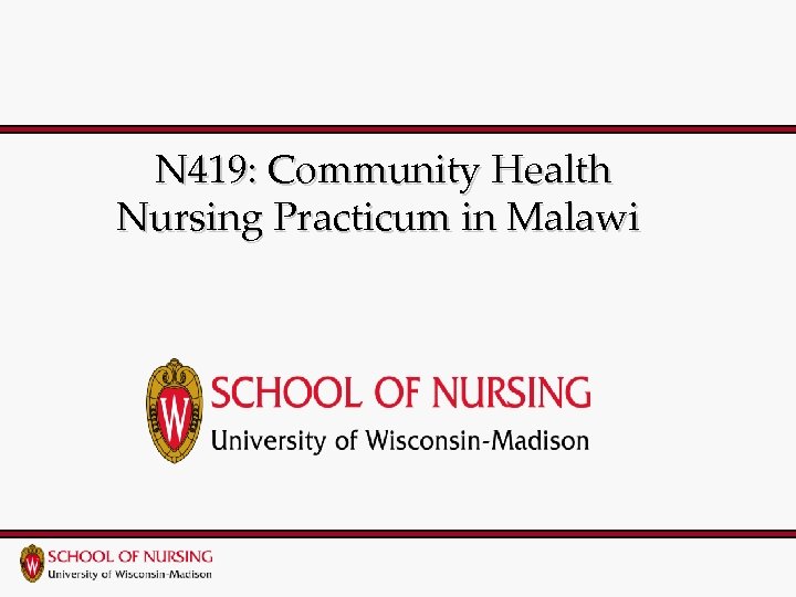 N 419: Community Health Nursing Practicum in Malawi 