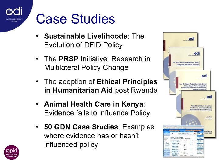 Case Studies • Sustainable Livelihoods: The Evolution of DFID Policy • The PRSP Initiative: