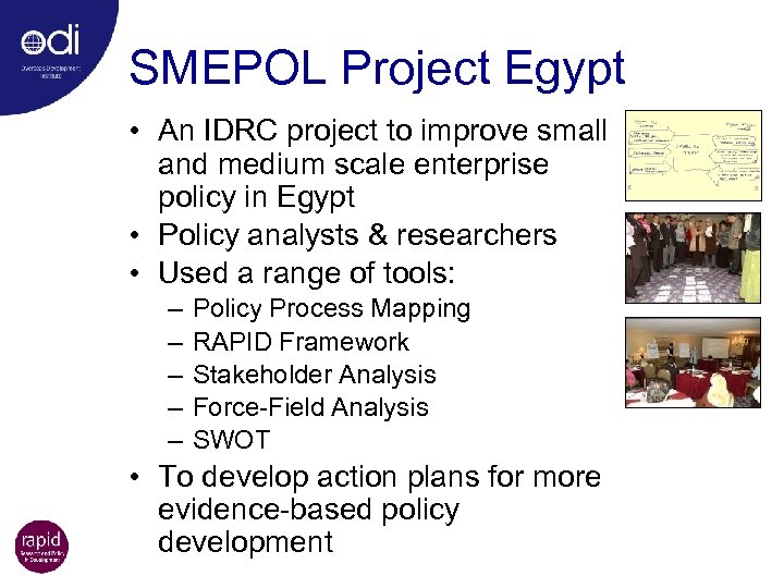 SMEPOL Project Egypt • An IDRC project to improve small and medium scale enterprise