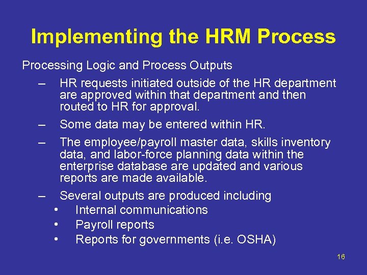 Implementing the HRM Processing Logic and Process Outputs – HR requests initiated outside of