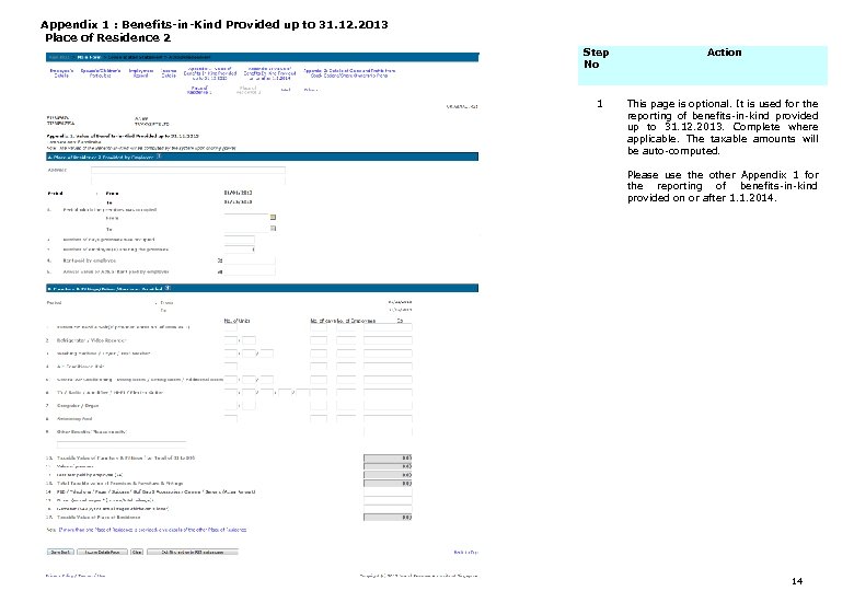 Appendix 1 : Benefits-in-Kind Provided up to 31. 12. 2013 Place of Residence 2