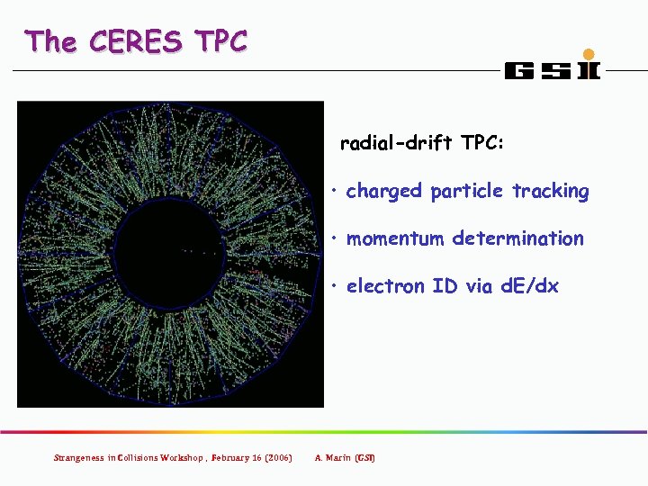 The CERES TPC radial-drift TPC: • charged particle tracking • momentum determination • electron