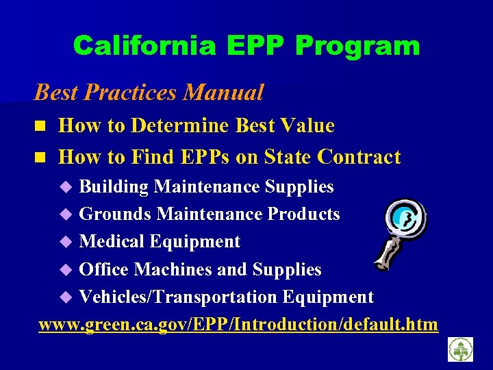 California EPP Program Best Practices Manual How to Determine Best Value n How to