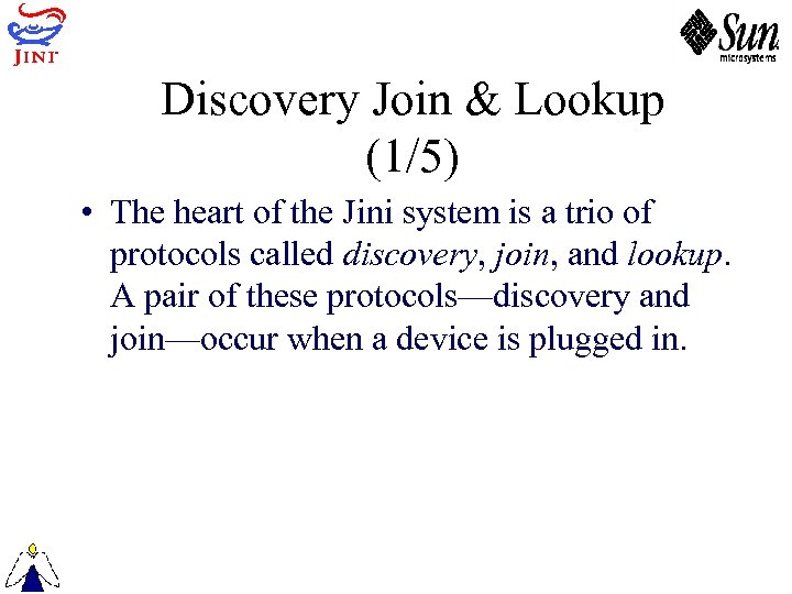 Discovery Join & Lookup (1/5) • The heart of the Jini system is a
