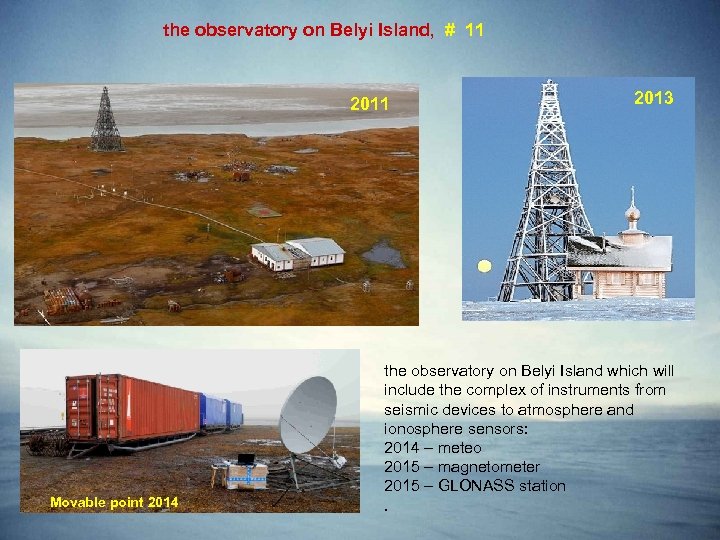 the observatory on Belyi Island, # 11 2011 Movable point 2014 2013 the observatory