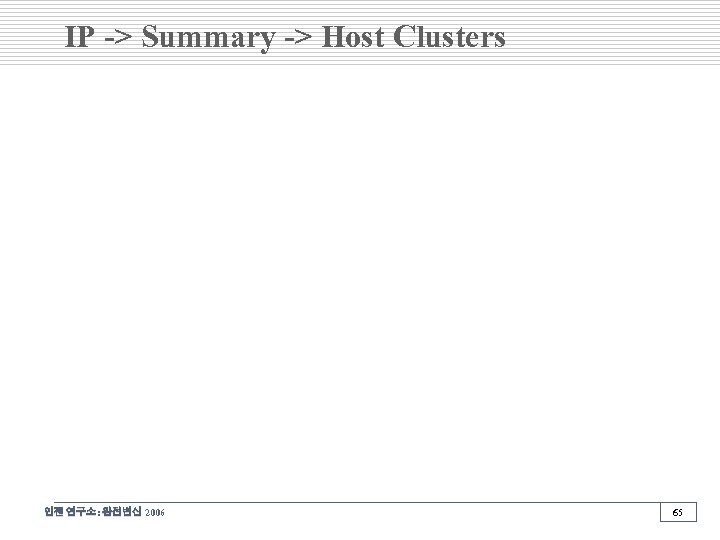 IP -> Summary -> Host Clusters 인젠 연구소: 완전변신 2006 65 